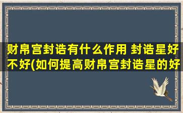 财帛宫封诰有什么作用 封诰星好不好(如何提高财帛宫封诰星的好处？)